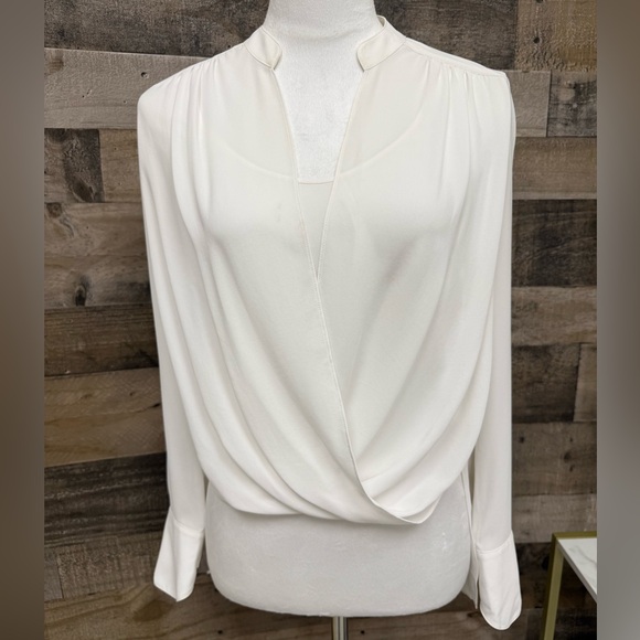 BCBGMaxAzria Tops - BCBGMaxAzria Cream Draped Blouse